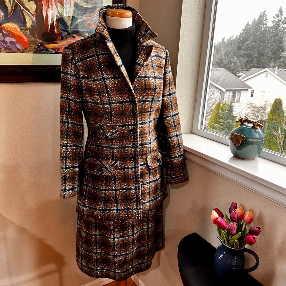 Pendleton Wool Plaid Country Tweed Suit / Vtg. 70s Tailored Jacket & Skirt